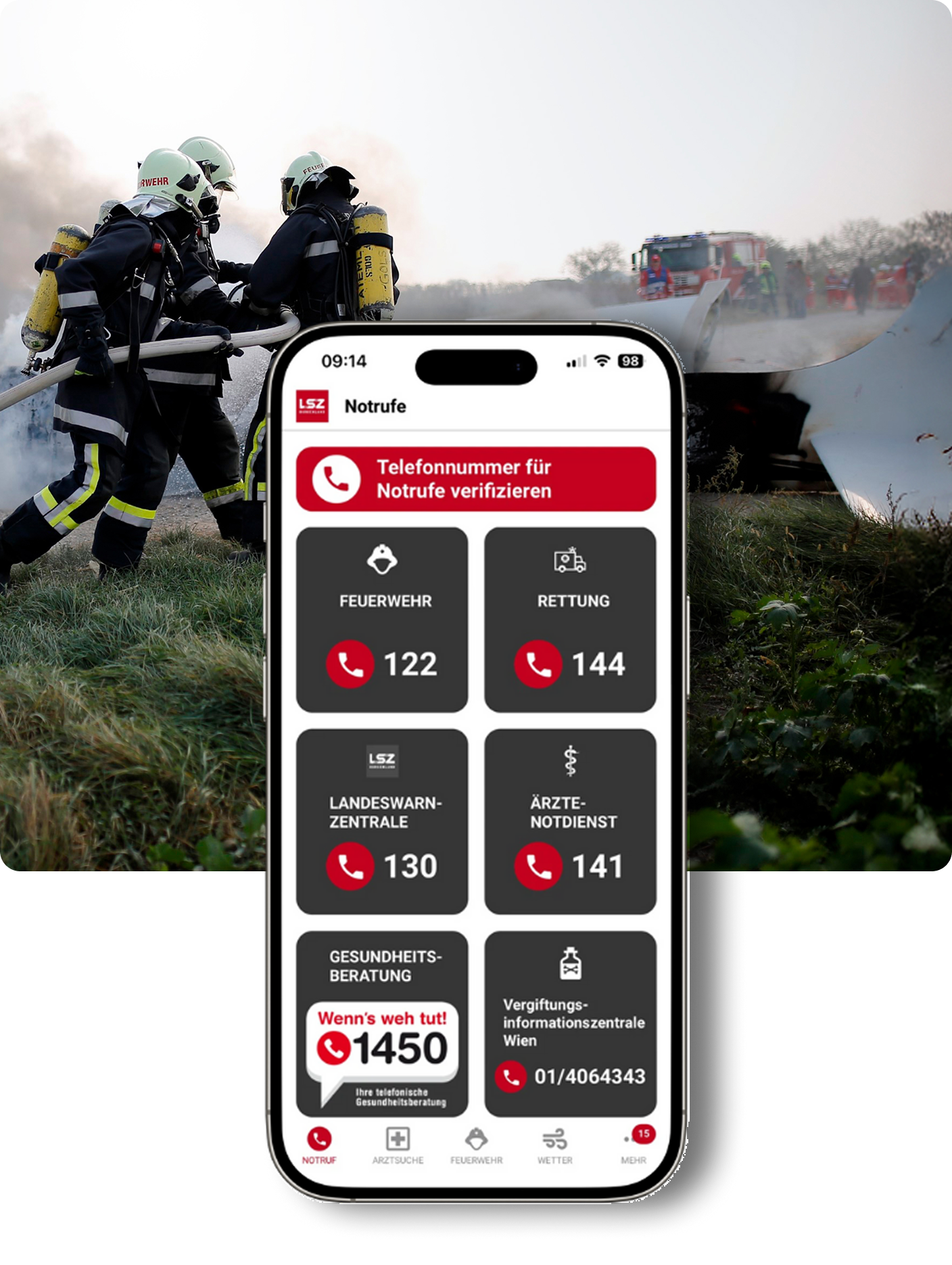 Grafik der App von der Landessicherheitszentrale